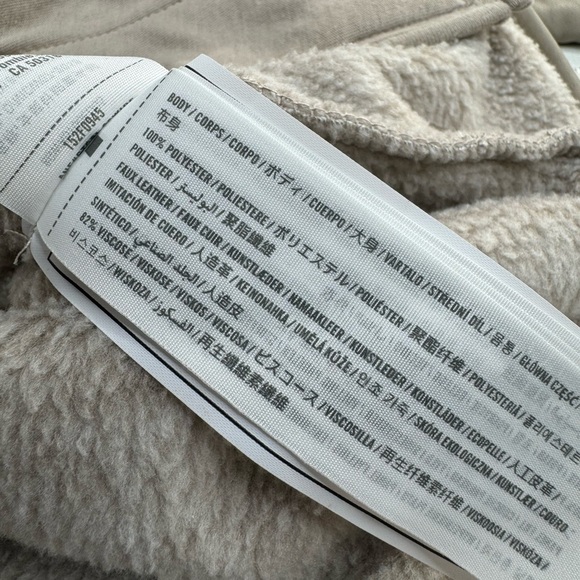 Abercrombie & Fitch *Taupe Asymmetrical Faux Quilted Leather Fleece Pullover XS - Picture 9 of 12